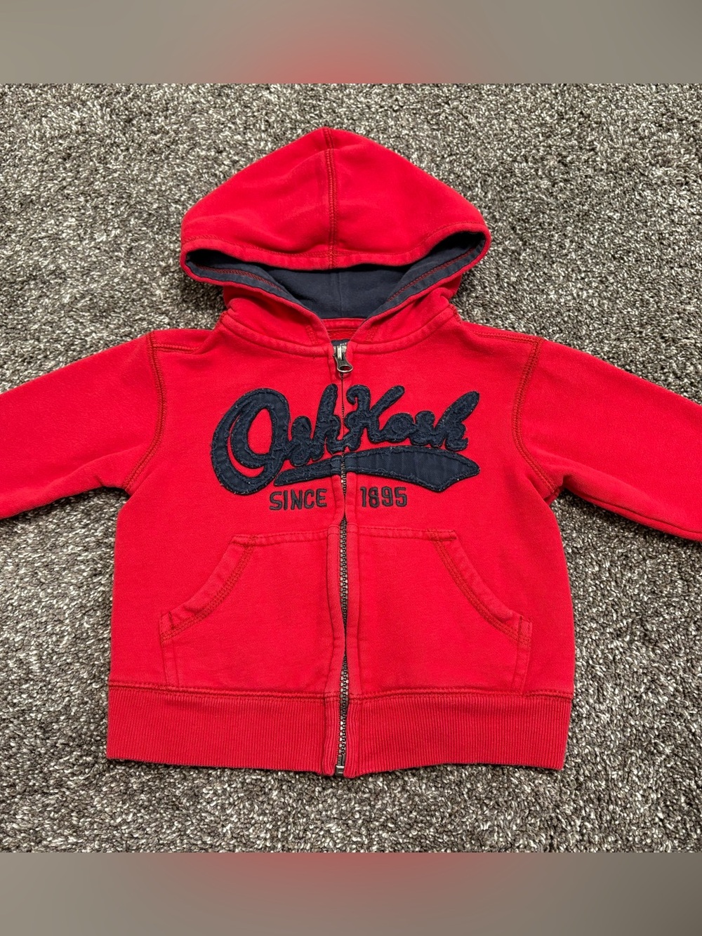 OshKosh B'gosh Red Zip Hoodie with Navy Logo